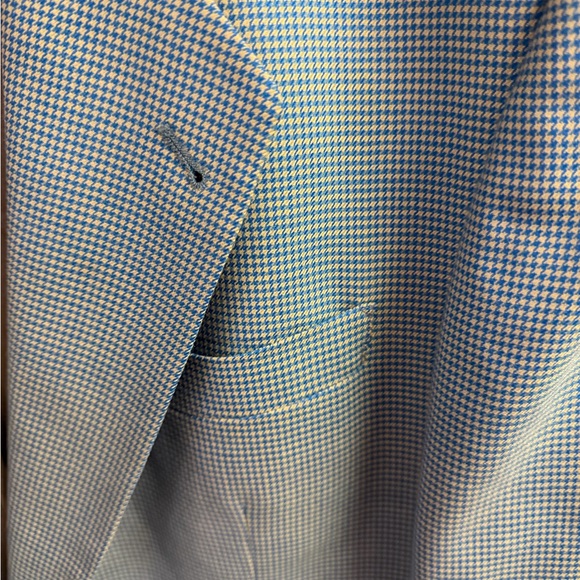 Hugo Boss Corleone 100% Wool Sport Coat Blazer BlueTan Micro Houndstooth Mens44R - Picture 2 of 10